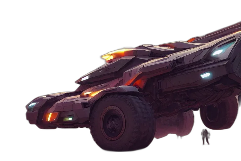 car, weapon, concept art, 3d render transparent PNG cut-out