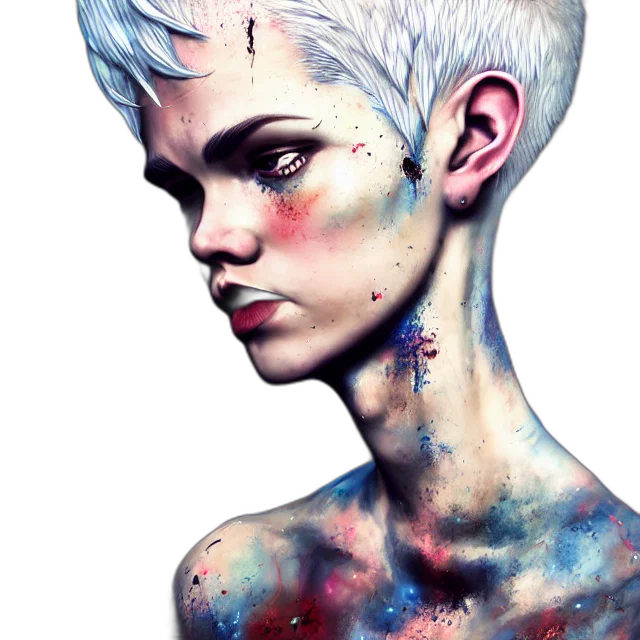 face, creature, fantasy art, photorealistic, watercolor, concept art, outer space, blue transparent PNG cut-out
