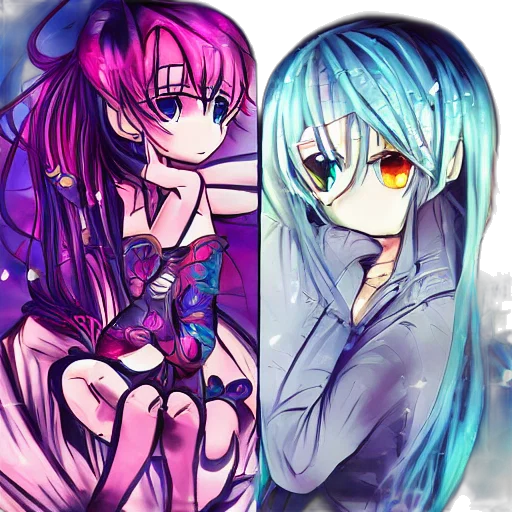 anime, pixel art, vaporwave, fantasy art, neon lights, blue, neon, colorful transparent PNG cut-out