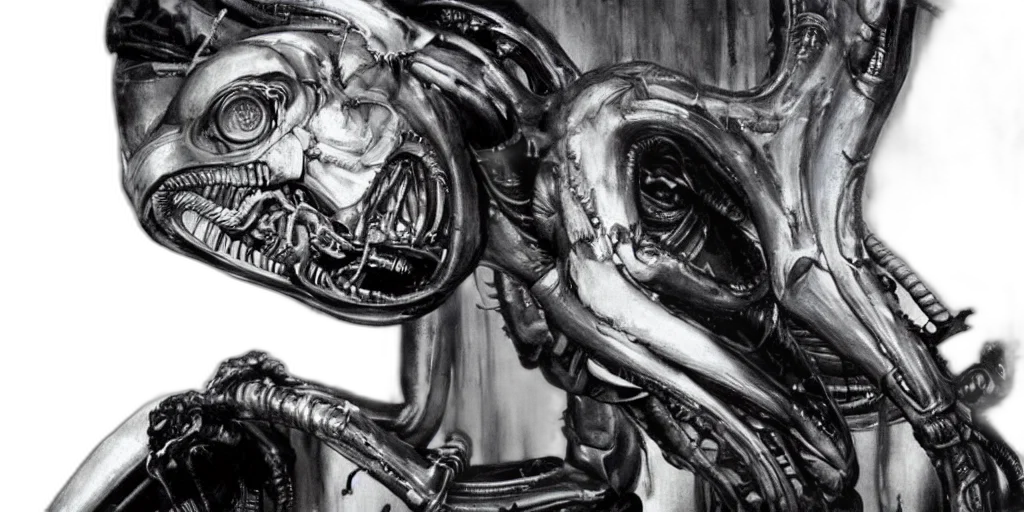 robot, concept art, outer space, giger transparent PNG cut-out