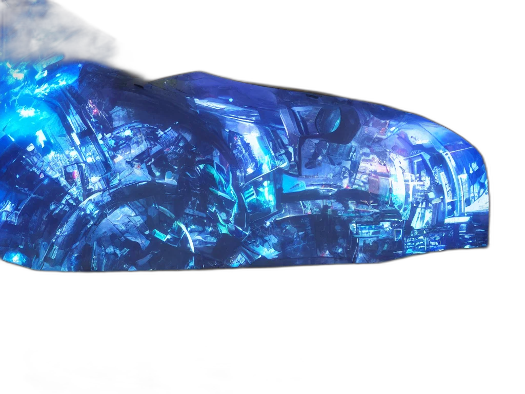 jewelry, crown, shoes, sword, 3d render, photorealistic, vaporwave, blue transparent PNG cut-out