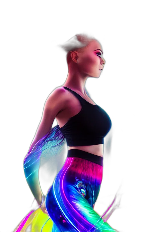 dress, hair, cyberpunk, concept art transparent PNG cut-out