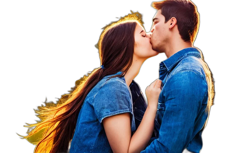 photorealistic, fire, girl, kiss, man, poster, ultra, realistic transparent PNG cut-out
