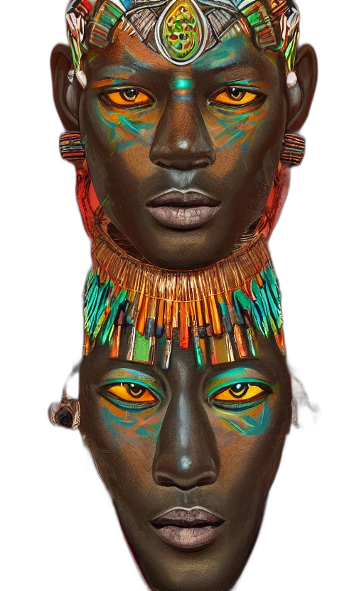 face, mask, crown, jewelry, photorealistic, concept art, watercolor, fantasy art transparent PNG cut-out