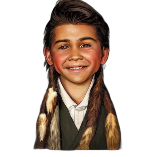 jacket, hair, face, staff transparent PNG cut-out