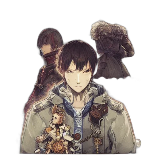 jacket, weapon, face, animal, concept art, pixel art, fantasy art, anime transparent PNG cut-out