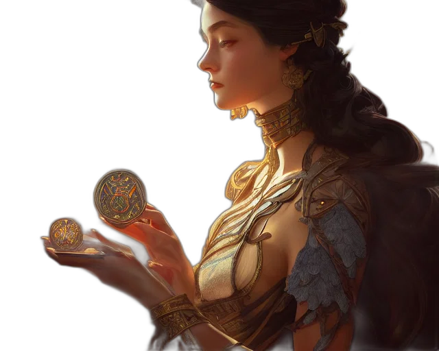jewelry, crown, sword, dress, fantasy art, concept art, photorealistic, oil painting transparent PNG cut-out
