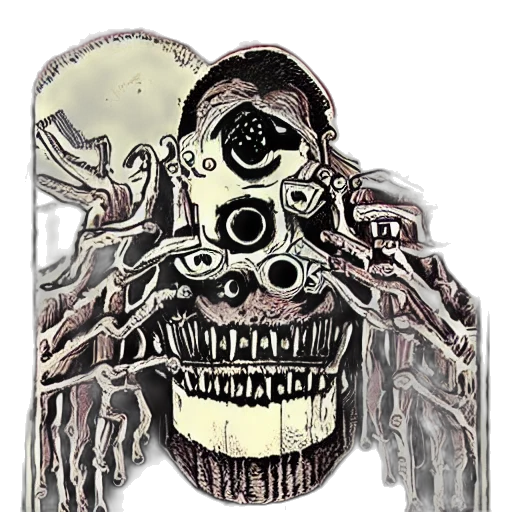 mask, creature, face, jewelry, concept art, comic book art, fantasy art, pixel art transparent PNG cut-out