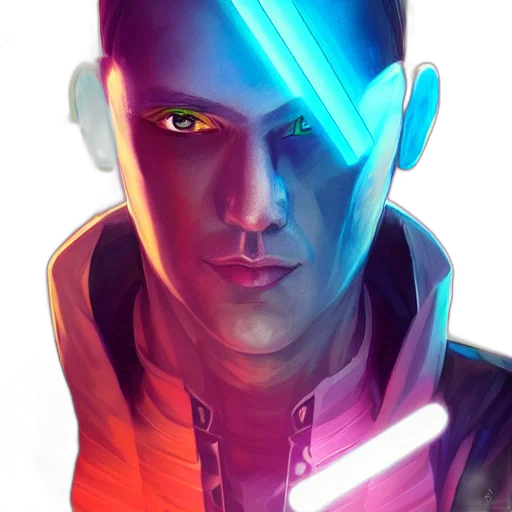 face, jacket, robot, cyberpunk transparent PNG cut-out