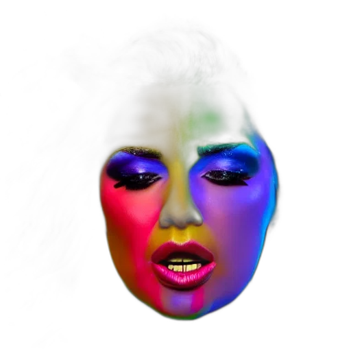 face, mask, hair, crown, photorealistic, vaporwave, concept art, 3d render transparent PNG cut-out