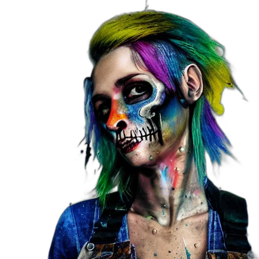 face, mask, photorealistic, concept art, cyberpunk, fantasy art, colorful, neon transparent PNG cut-out