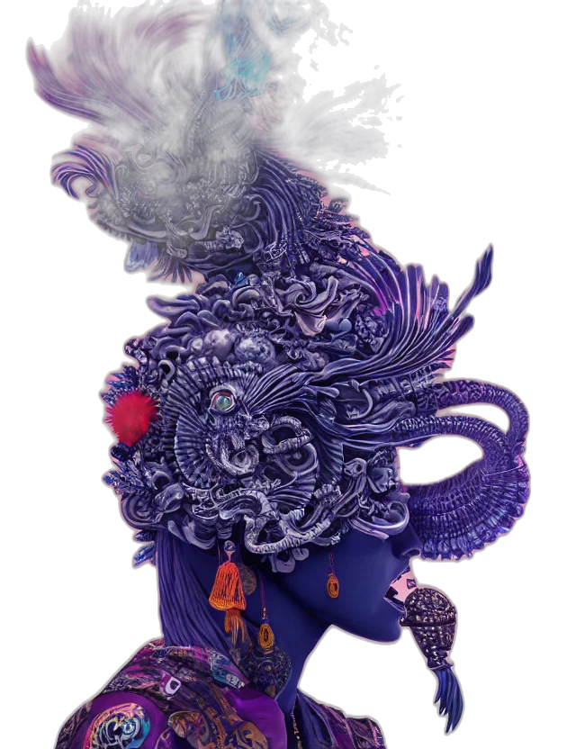 dragon, mask, staff, creature transparent PNG cut-out
