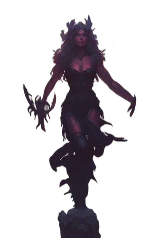 creature, dress, staff, concept art, fantasy art, pixel art, comic book art, dark transparent PNG cut-out