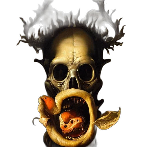 mask, creature, face, food, concept art, photorealistic, fantasy art, 3d render transparent PNG cut-out