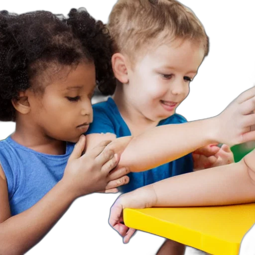 children, vaccinating, each, other transparent PNG cut-out