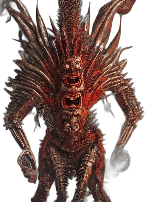 creature, mask, staff, hair transparent PNG cut-out