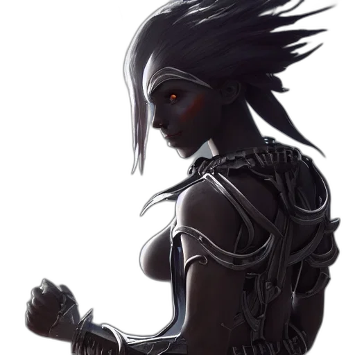 robot, mask, staff, concept art, fantasy art, cyberpunk, comic book art, dark transparent PNG cut-out
