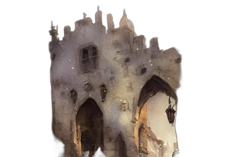 building, sword, crown, concept art transparent PNG cut-out
