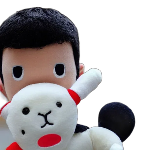 3d render, novak, djokovic, plushie, toy transparent PNG cut-out