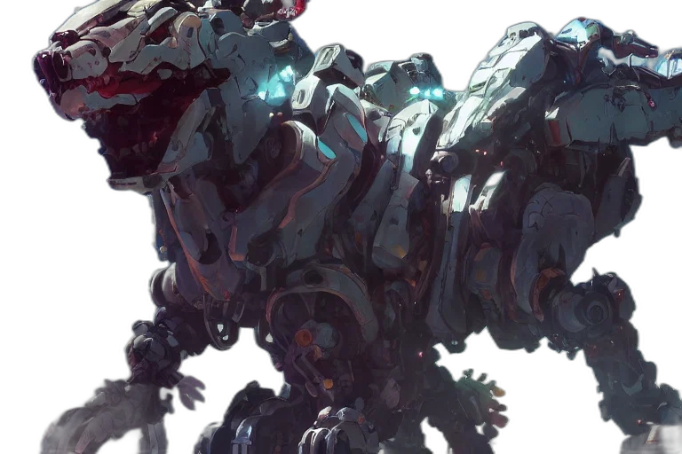 robot, dragon, creature, weapon, concept art, fantasy art, 3d render, cyberpunk transparent PNG cut-out