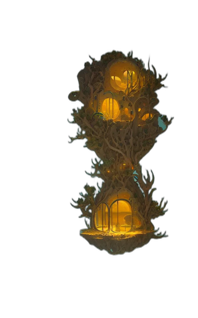 crown, jewelry, furniture, tree, 3d render, concept art, fantasy art, forest transparent PNG cut-out