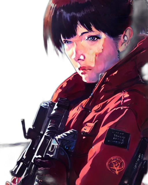 jacket, weapon, face, robot transparent PNG cut-out