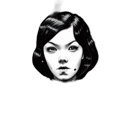 face, comic book art, photorealistic, cartoon, pixel art, monochrome, punk, girl transparent PNG cut-out