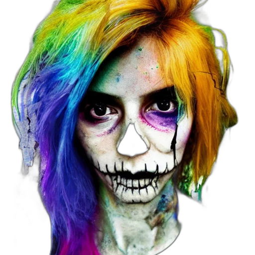 face, mask, hair, photorealistic, watercolor, concept art, fantasy art, colorful transparent PNG cut-out