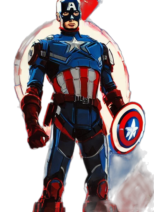 comic book art, concept art, cartoon, pixel art, marvel, mcu, captain, america transparent PNG cut-out