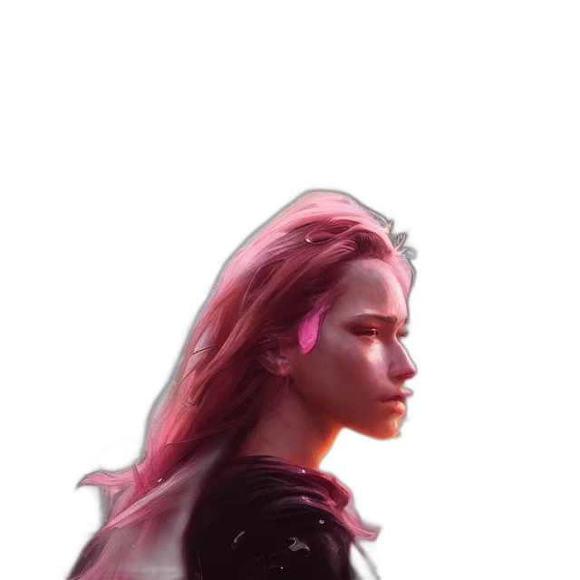face, jacket, hair, mask, cyberpunk, concept art, photorealistic, vaporwave transparent PNG cut-out