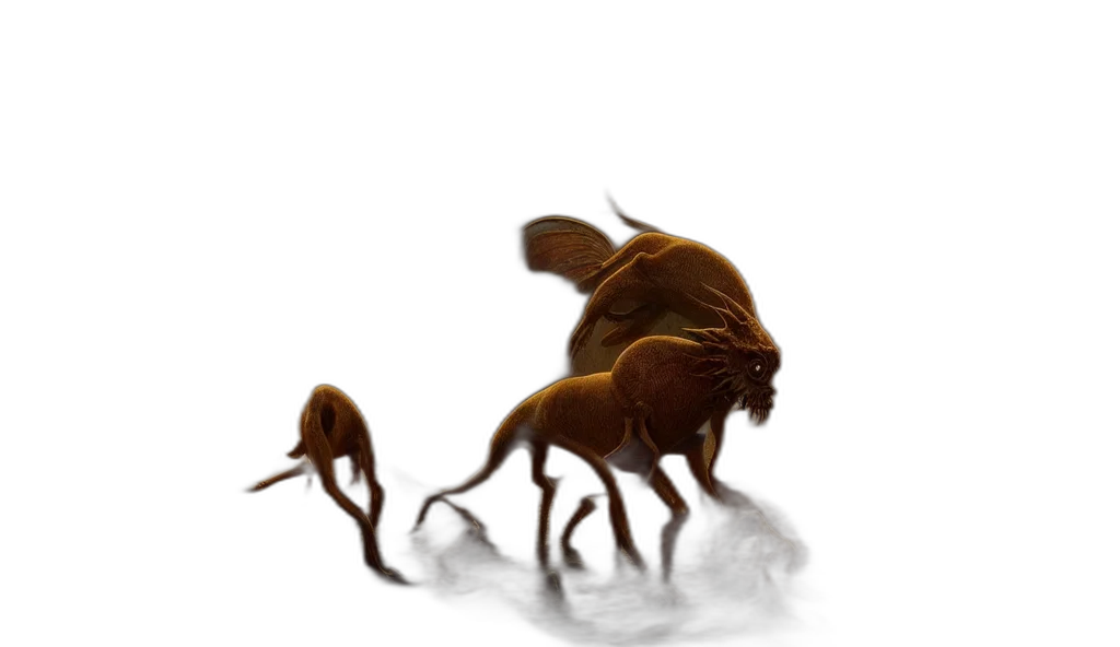 creature, animal, dragon, concept art, fantasy art, 3d render, photorealistic, fog transparent PNG cut-out