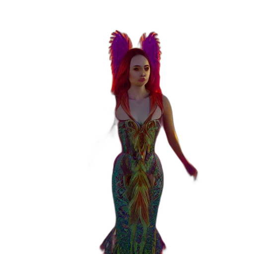 dress, creature, staff, 3d render, concept art, fantasy art, pixel art, outer space transparent PNG cut-out
