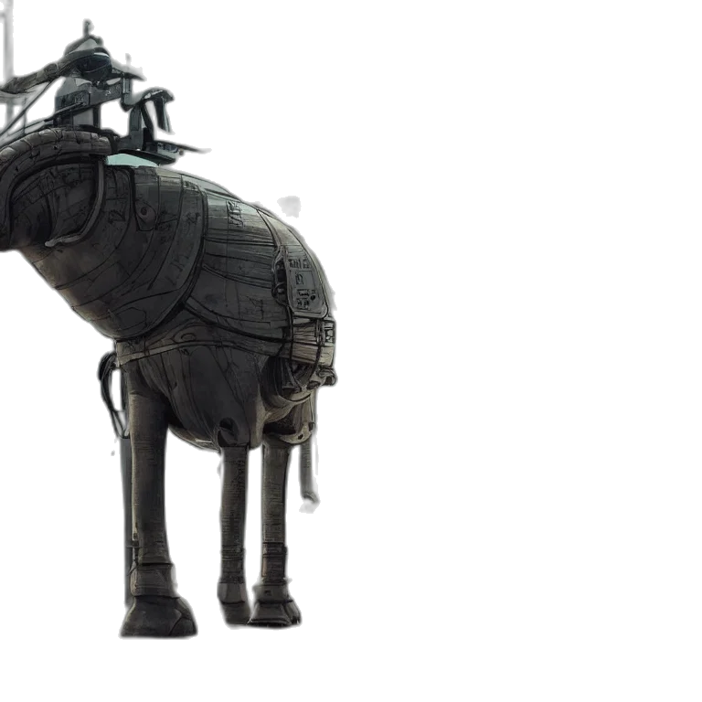 animal, robot, weapon, creature, concept art, 3d render, robotic, elephant transparent PNG cut-out