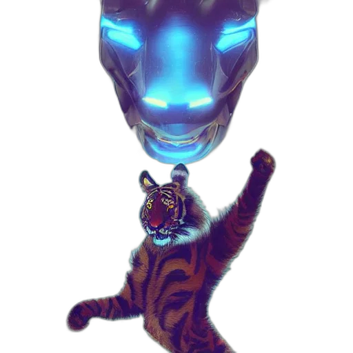 robot, mask, animal, creature, cyberpunk, concept art, vaporwave, pixel art transparent PNG cut-out