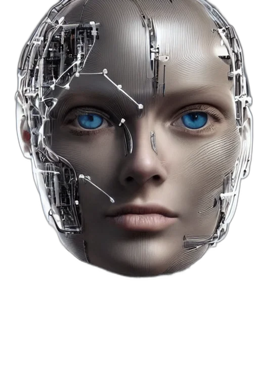 robot, face, mask, cyberpunk, concept art, 3d render, photorealistic, human transparent PNG cut-out