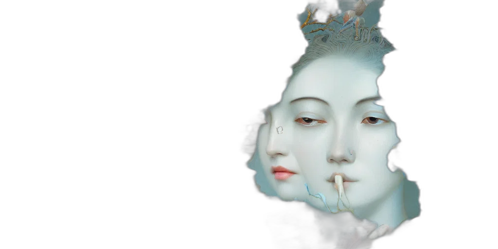 mask, face, crown, photorealistic, 3d render, vaporwave, fantasy art, underwater transparent PNG cut-out
