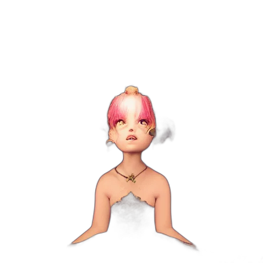 creature, face, hair, mask, concept art, 3d render, pixel art, fantasy art transparent PNG cut-out