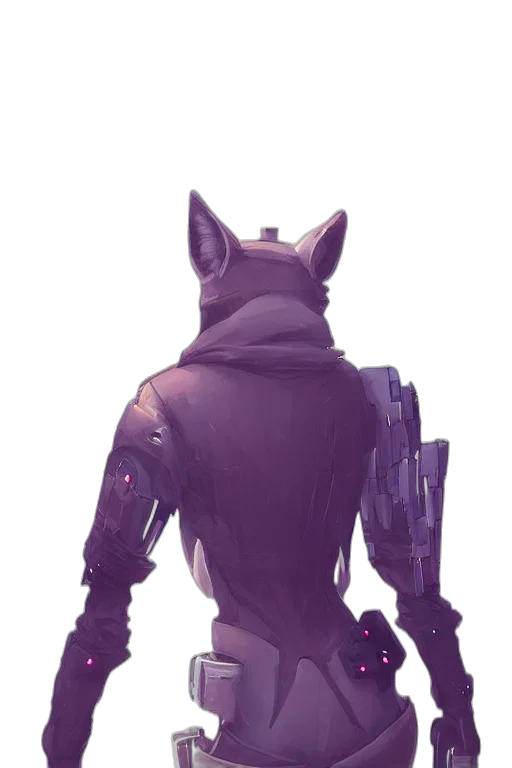 robot, jacket, mask, staff, concept art, cyberpunk, fantasy art, 3d render transparent PNG cut-out