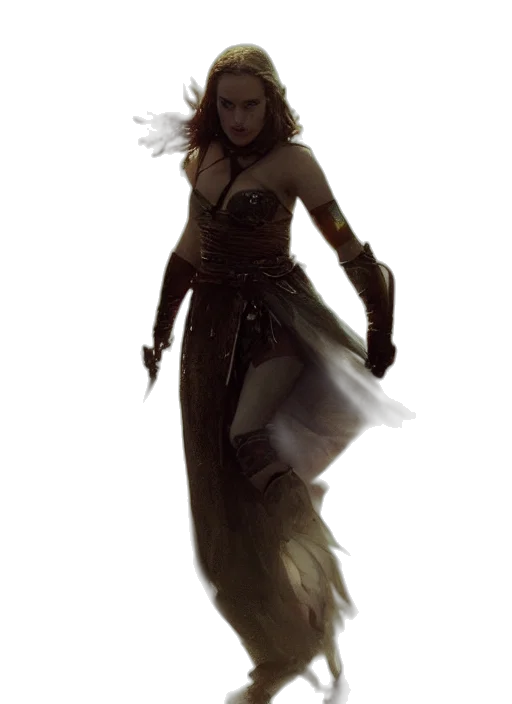 dress, staff, concept art, fantasy art, comic book art, cyberpunk, dark, golden transparent PNG cut-out