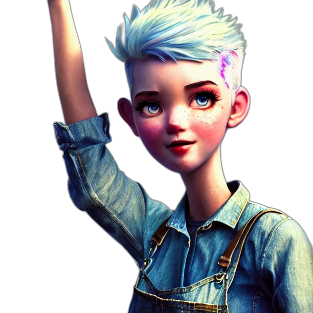 staff, face, jacket, robot, 3d render, cartoon, concept art, fantasy art transparent PNG cut-out