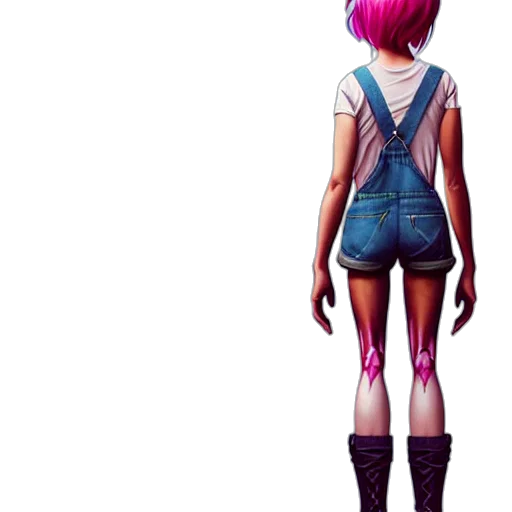 dress, jacket, hair, creature, concept art, cyberpunk, pixel art, 3d render transparent PNG cut-out