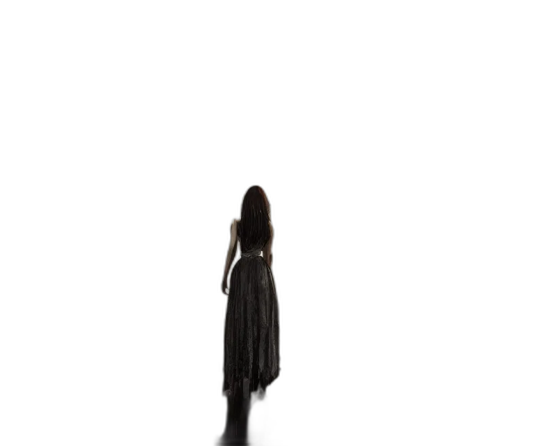 dress, hair, staff, jacket transparent PNG cut-out