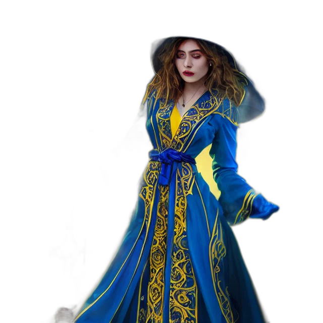 dress, staff, jacket, fantasy art, concept art, photorealistic, pixel art, blue transparent PNG cut-out