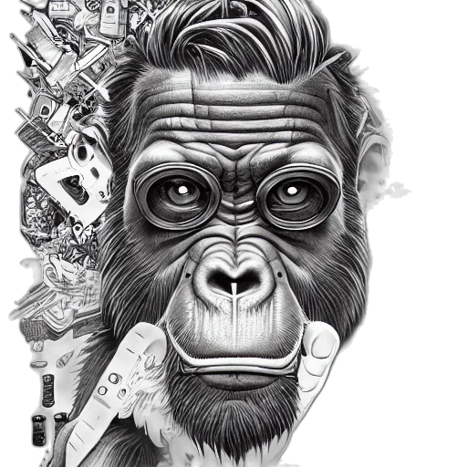 animal, face, mask, creature, photorealistic, comic book art, concept art, cartoon transparent PNG cut-out