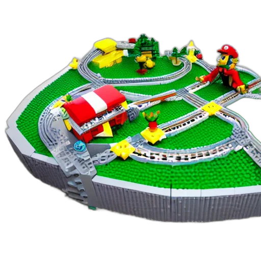 3d render, concept art, lego, mario transparent PNG cut-out