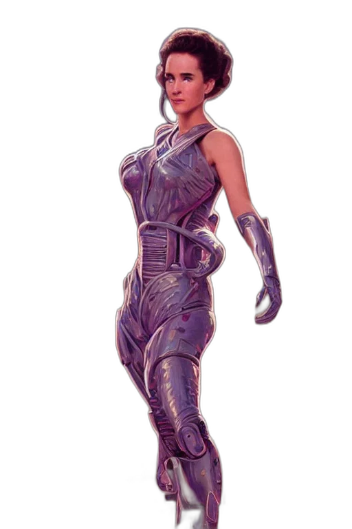 dress, robot, staff, weapon transparent PNG cut-out