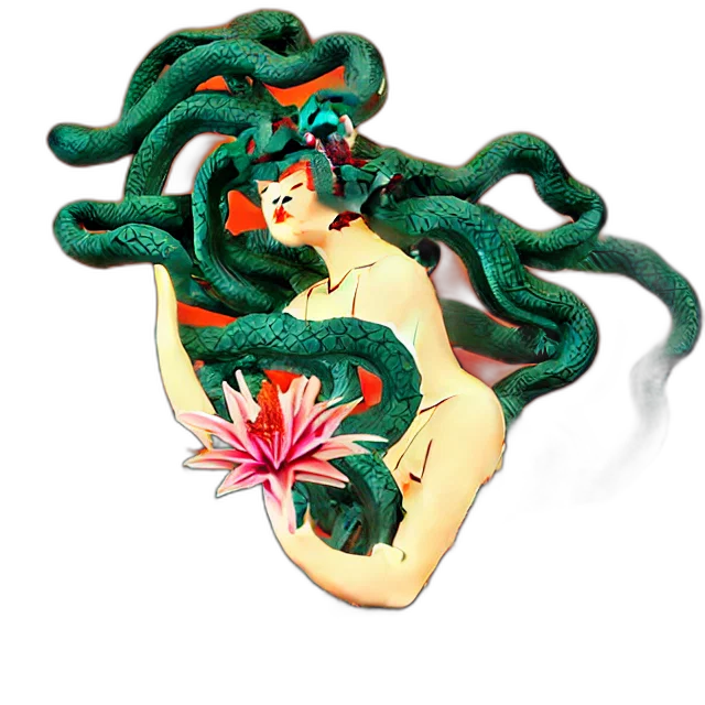 jewelry, flower, hair, creature, vaporwave, concept art, 3d render, pixel art transparent PNG cut-out