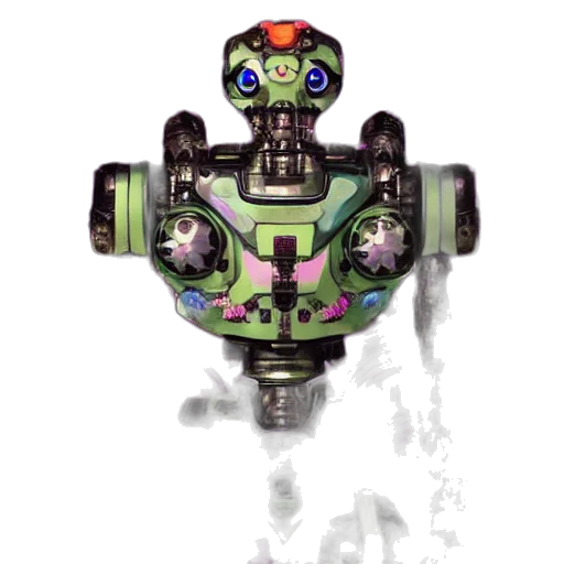 robot, weapon, mask, staff, concept art, 3d render, pixel art, fantasy art transparent PNG cut-out