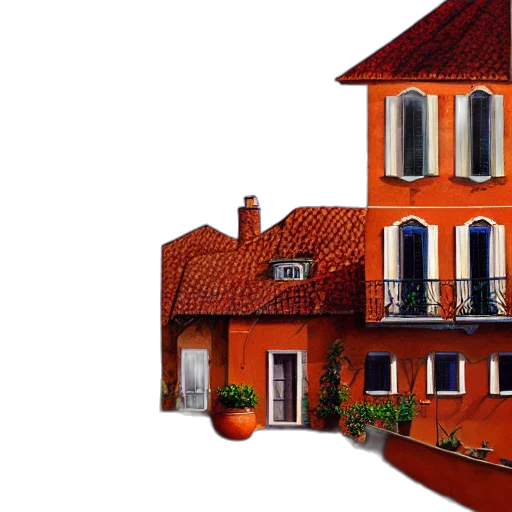 building, umbrella, furniture, photorealistic transparent PNG cut-out