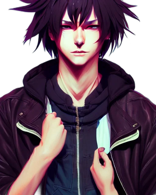 jacket, face, anime, pixel art, photorealistic, fantasy art, neon lights, dark transparent PNG cut-out